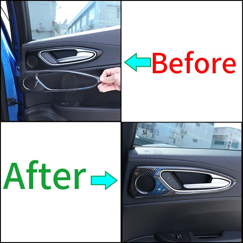 アルファロメオ ジュリア／ステルヴィオ用 室内ドアハンドル装飾カバー 4点セット ABS製｜車種・仕上げ選択
