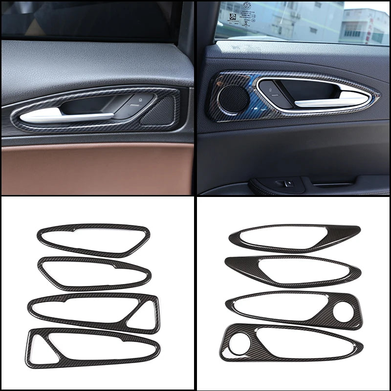 アルファロメオ ジュリア／ステルヴィオ用 室内ドアハンドル装飾カバー 4点セット ABS製｜車種・仕上げ選択